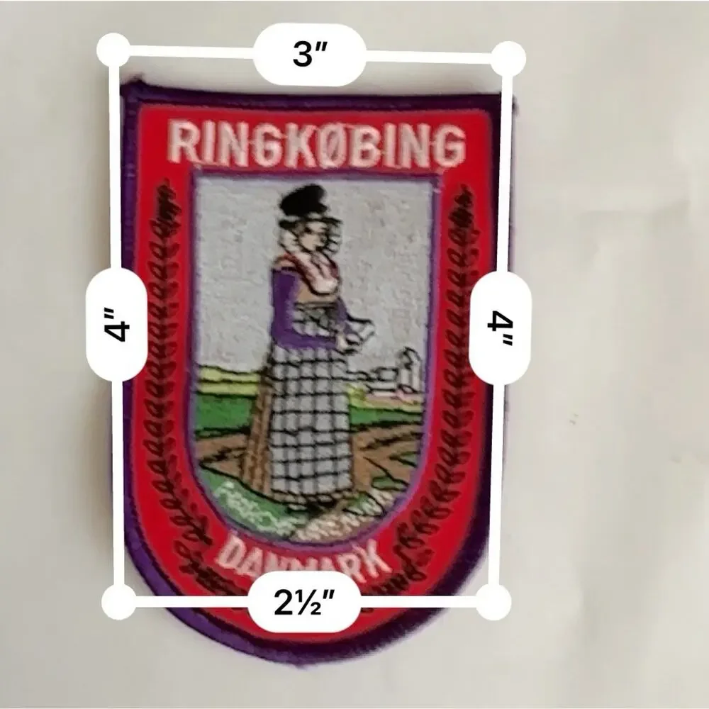 Vintage Ringkøbing Denmark Souvenir Patch Embroidered Travel Badge 3” x 4” P41